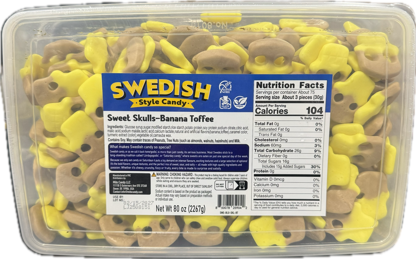 Mito Swedish Style Gummy Skulls Banana Toffee 5 lb