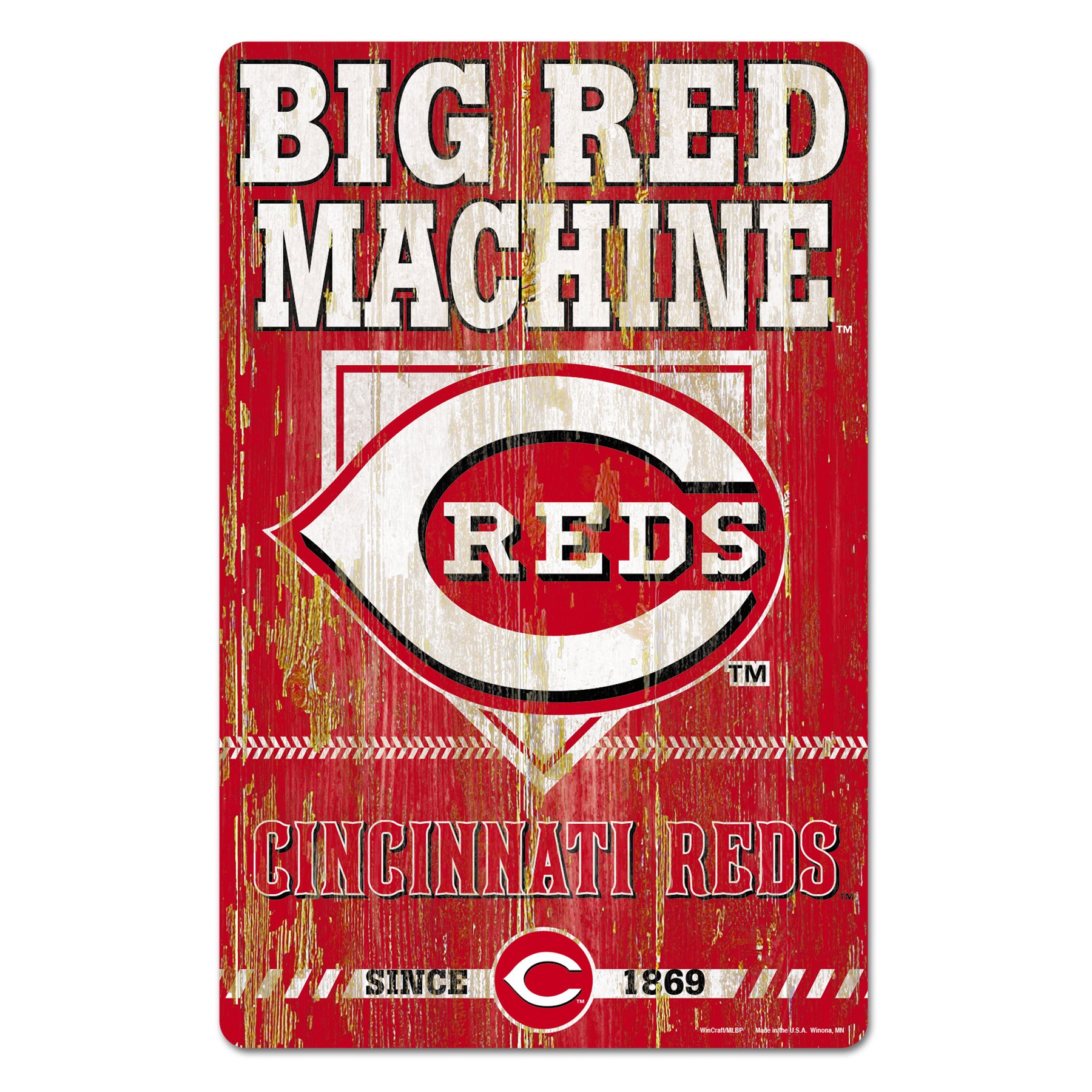 Cincinnati Reds Wood Slogan Sign 11x17"