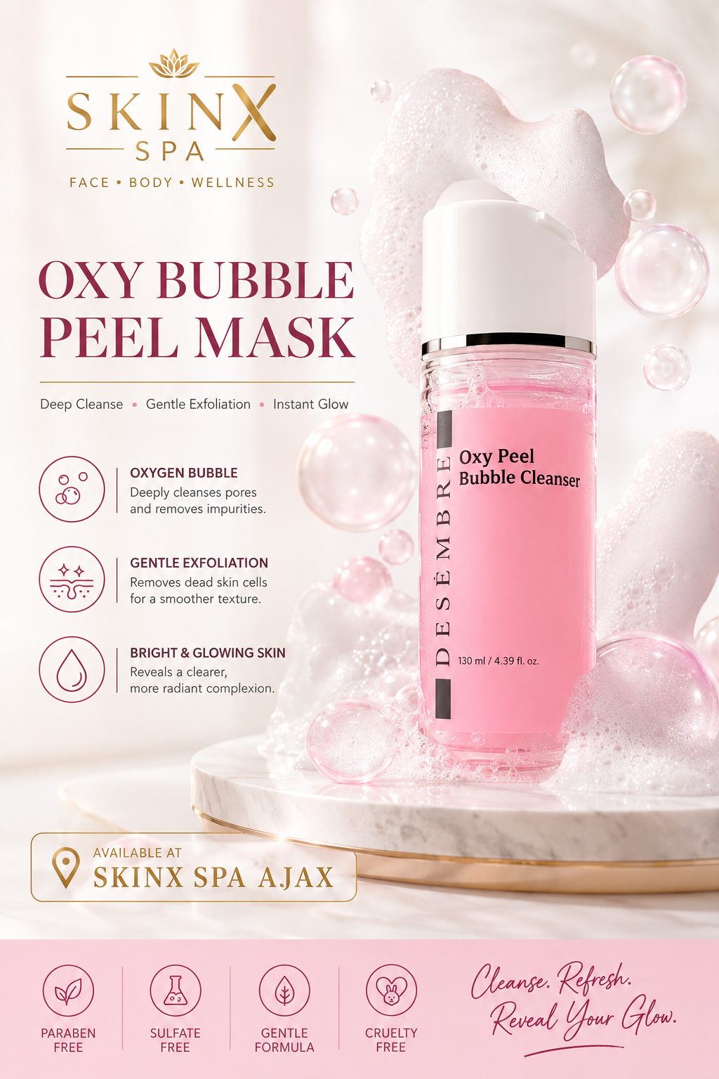 DESEMBRE Oxy Peel Bubble Cleanser 130 ml — available at SKINX SPA Ajax
