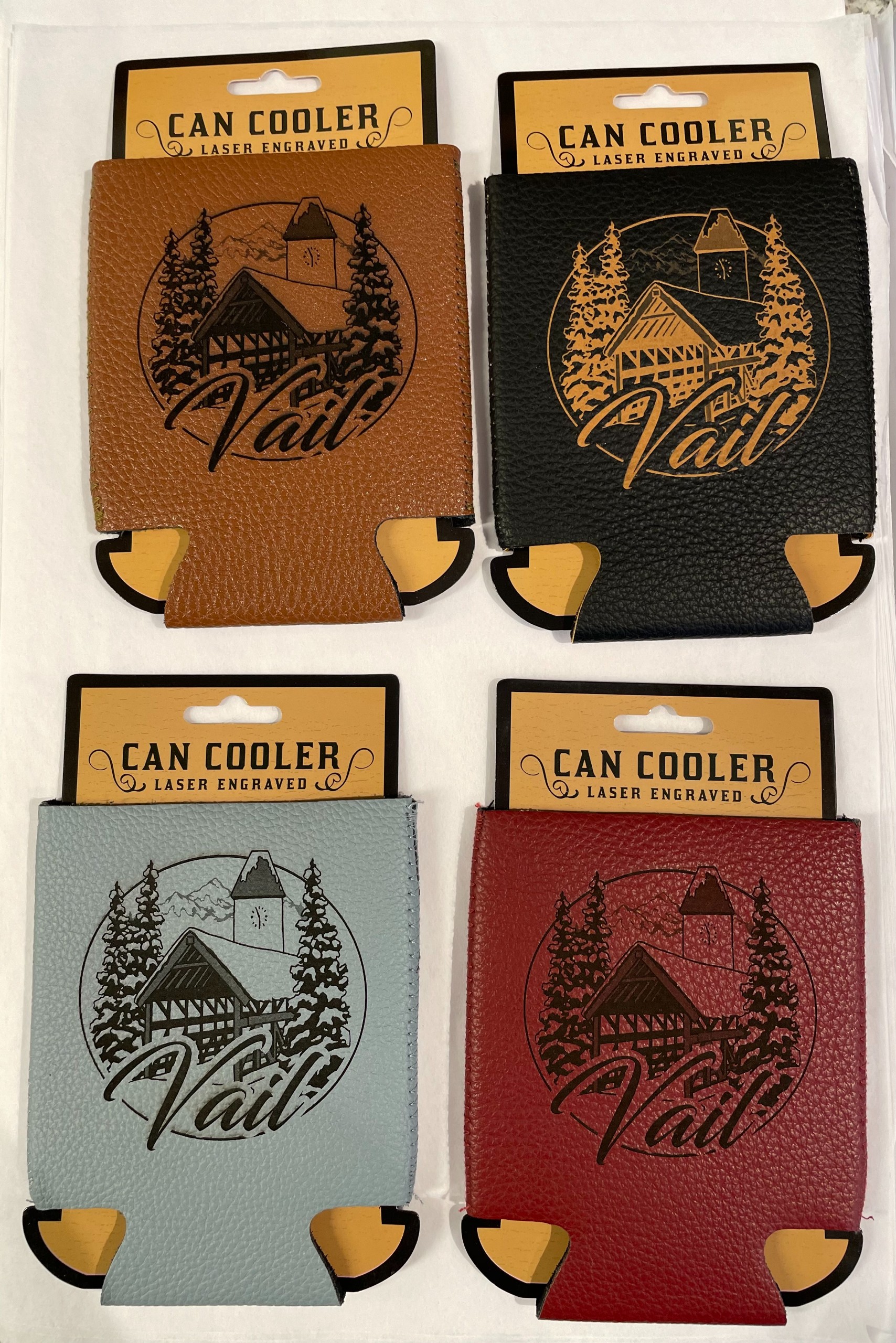 Vail Leather Laser Engraved Koozie
