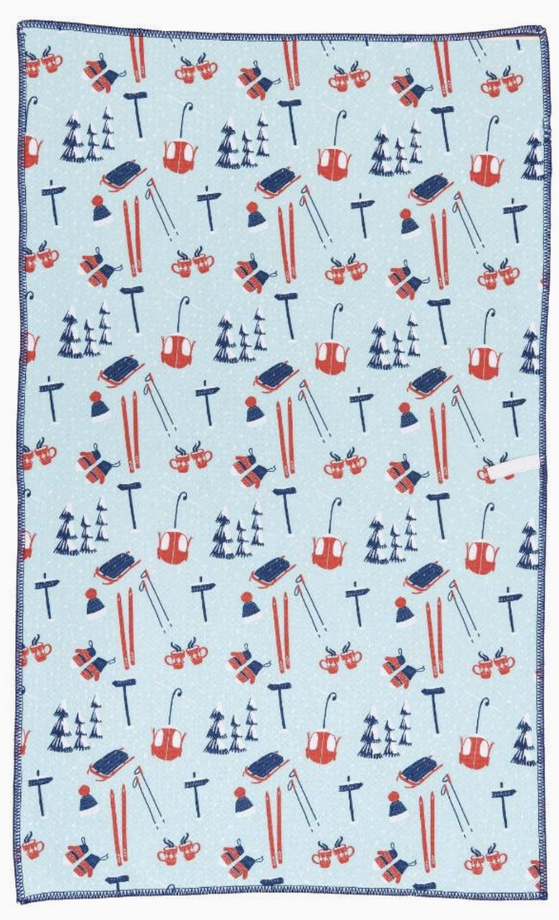Ski Vacation Kitchen Tea Towel