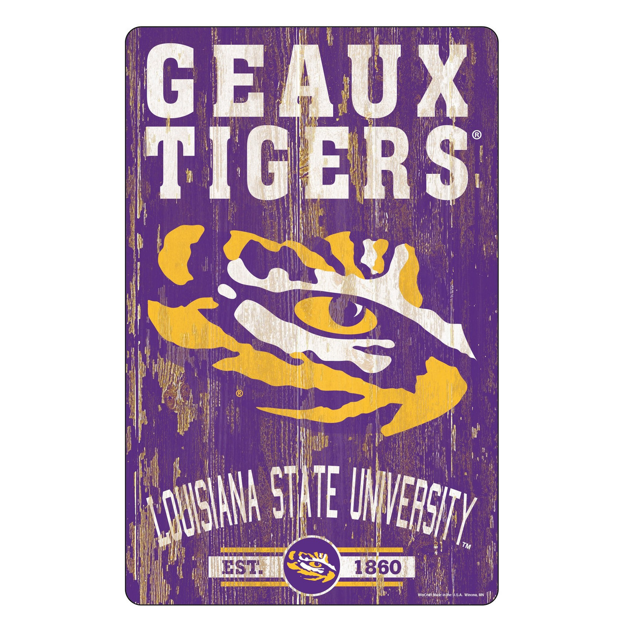 LSU Tigers Wood Slogan Sign 11x17"
