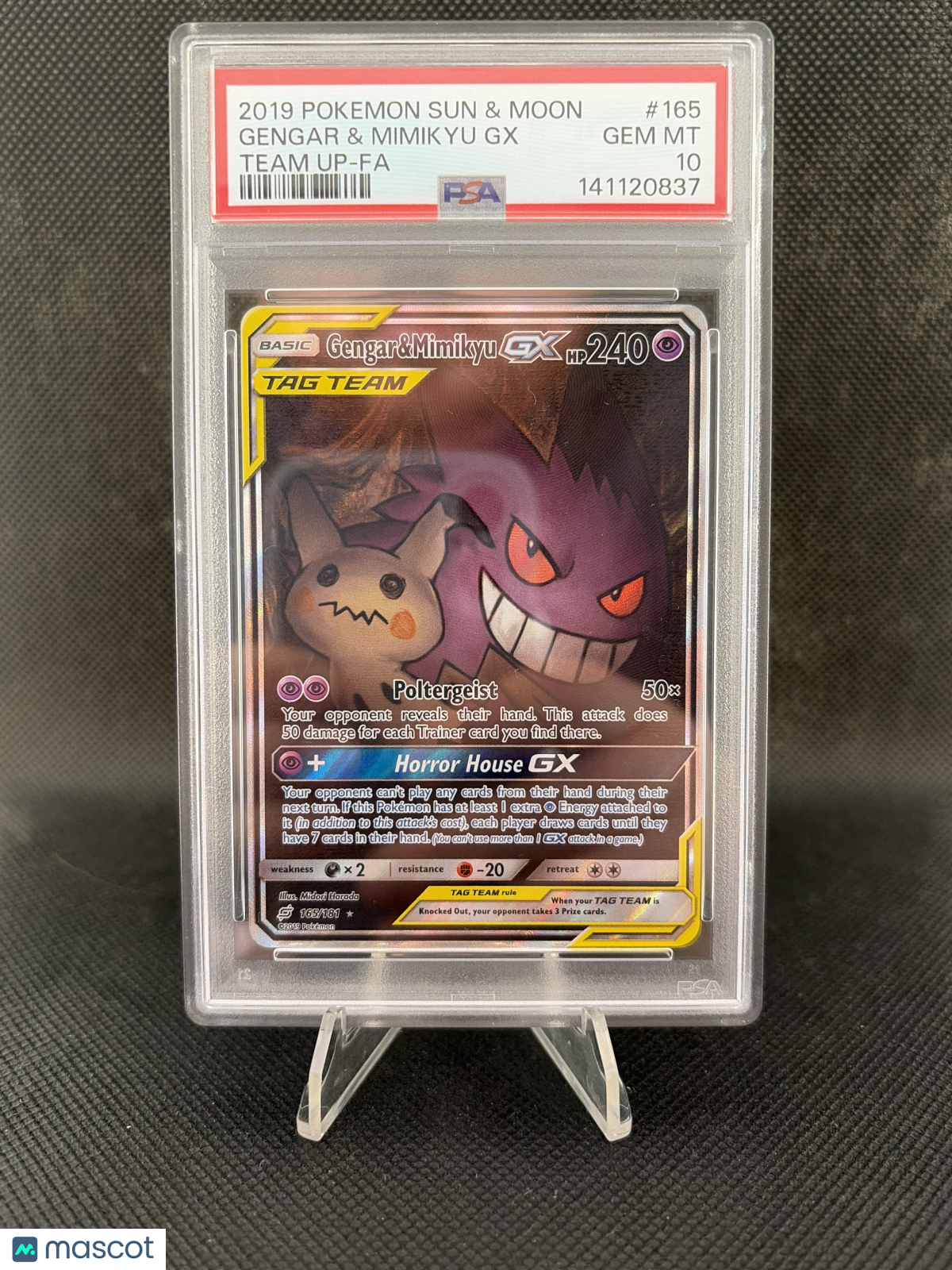 2019 Pokemon Sun & Moon Team Up Gengar & Mimikyu GX Team Up-Fa PSA 10 #165