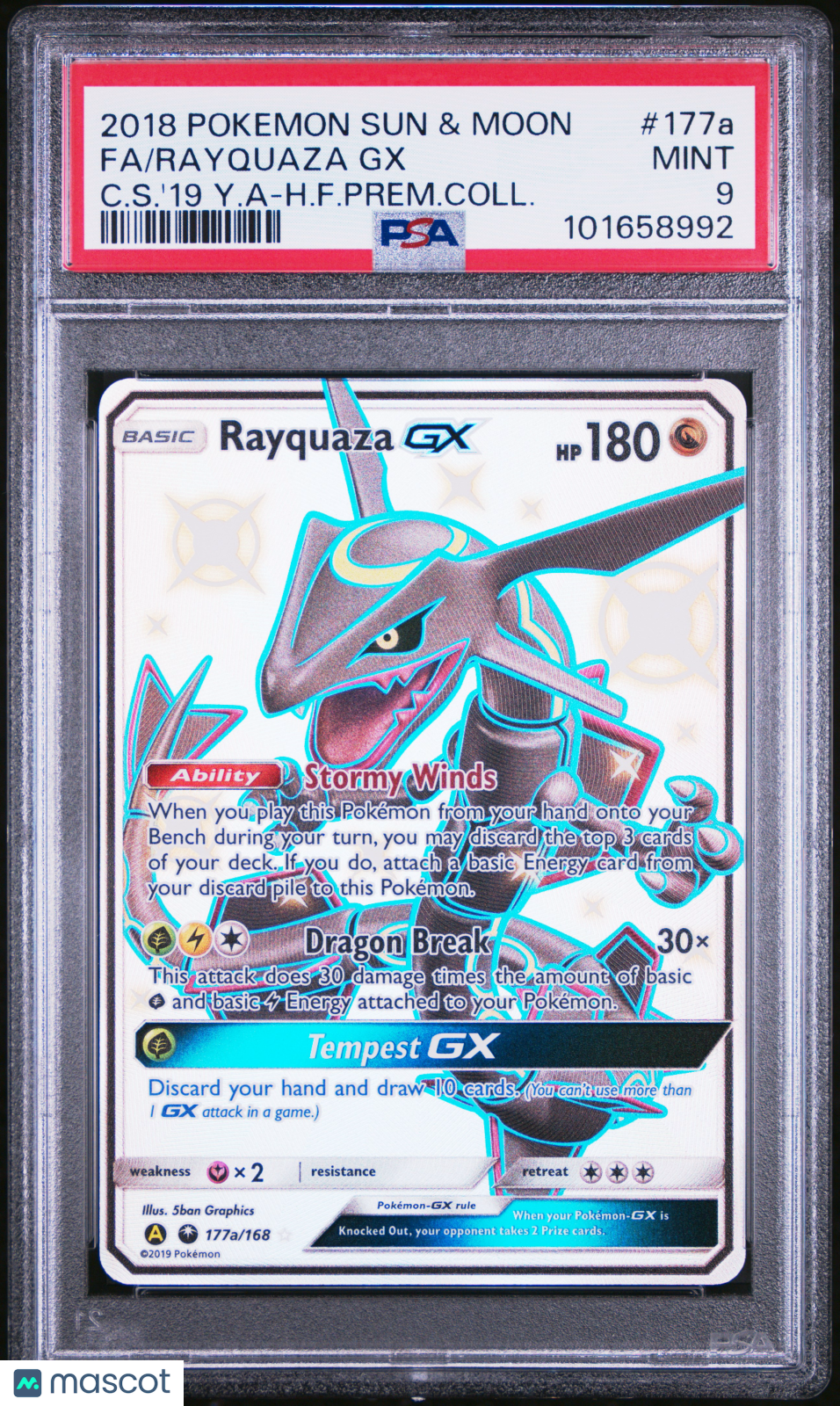 2018 Pokemon Sun & Moon Celestial Storm Rayquaza GX Fa PSA 9 #177a