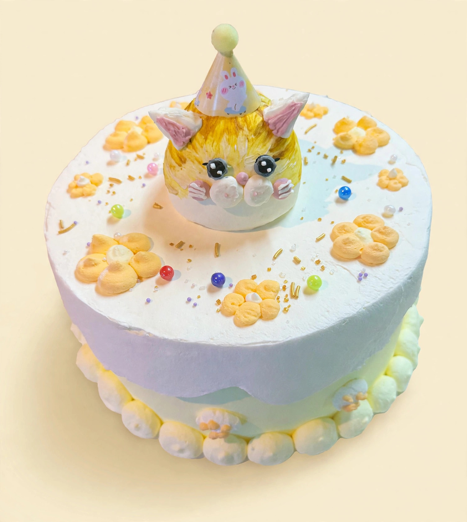 Yellow Kitty Party Cake — HoneyMe Bakery, Bellevue
