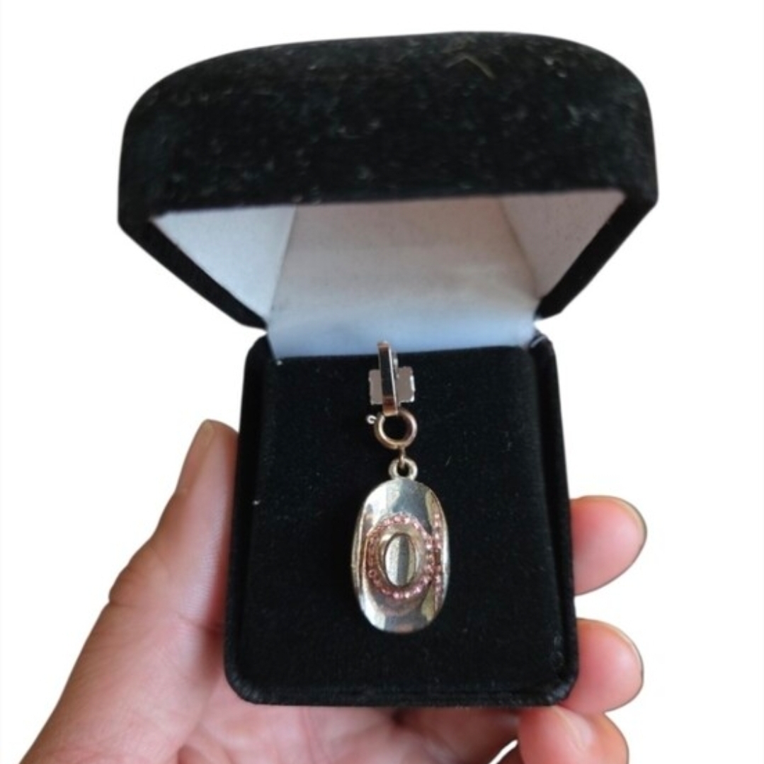 Vintage Dillards Silver Toned Pink Rhinestones Cowboy Hat Pendant Charm