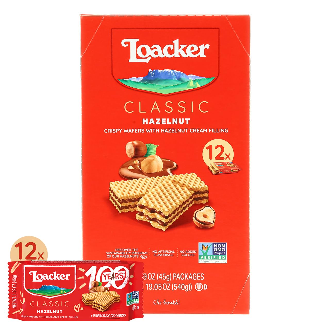 Loacker Classic Hazelnut Wafers 1.59oz 12ct Tray