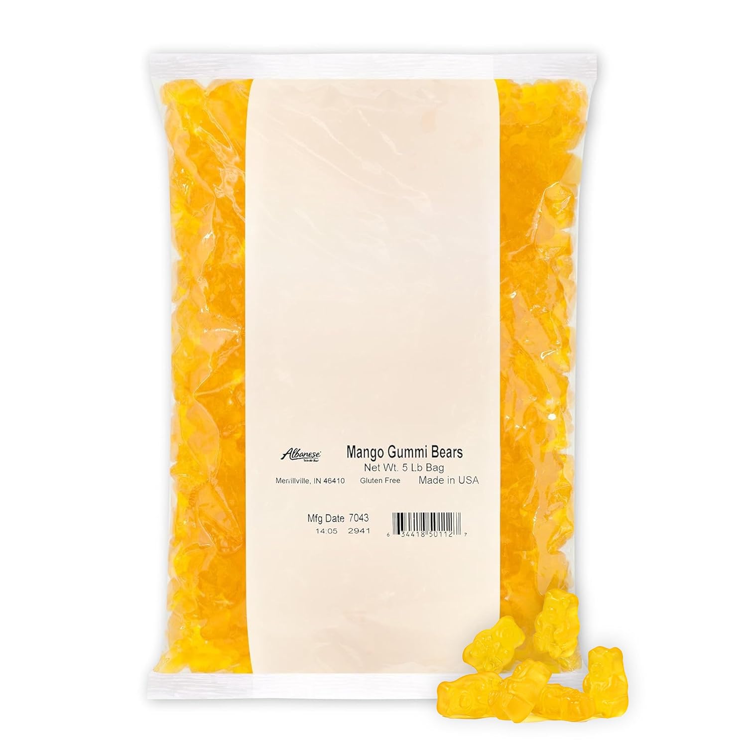 Albanese Mango Gummi Bears 5 Pound Bag Bulk