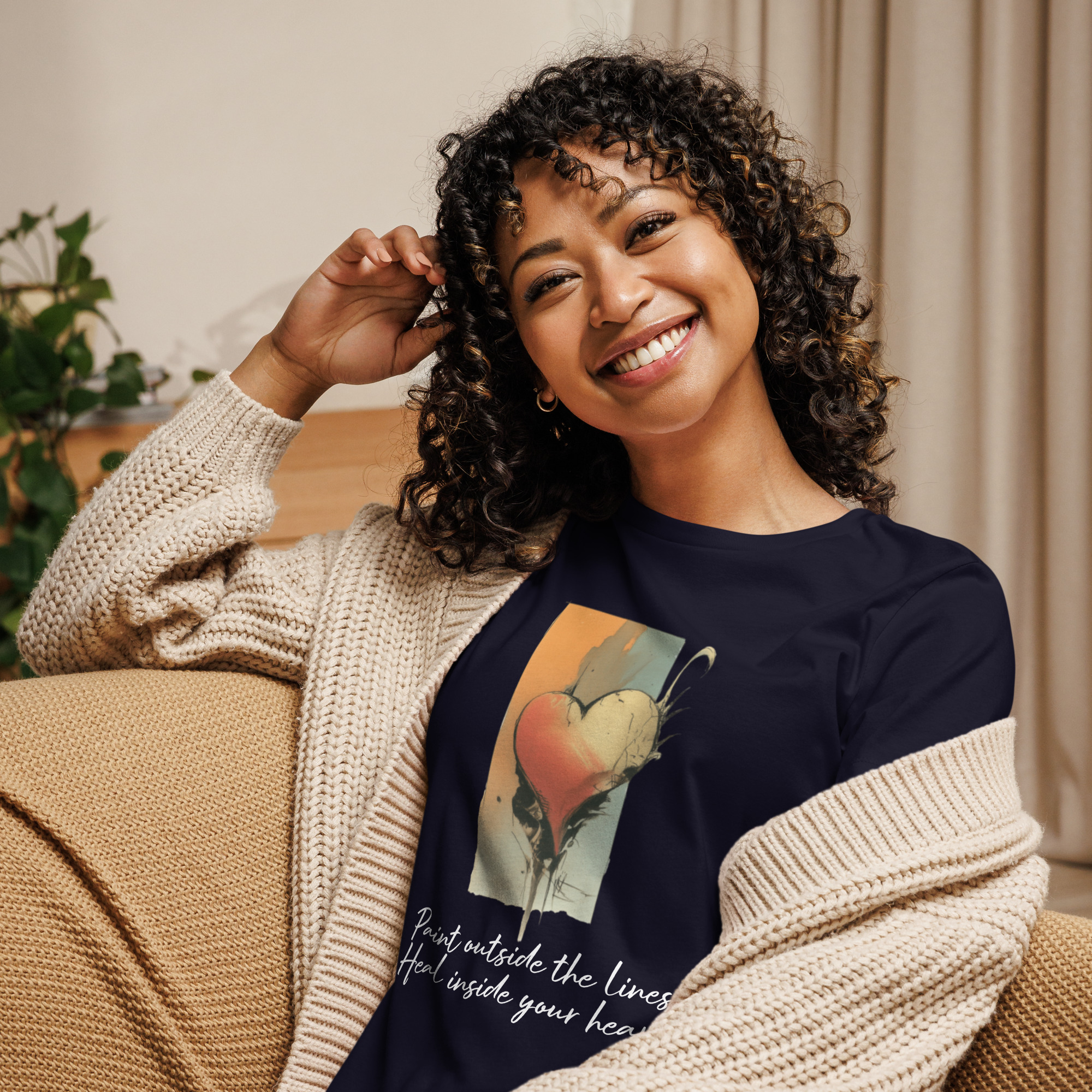 "Paint Outside the Lines, Heal Inside Your Heart" Women's Relaxed T-Shirt