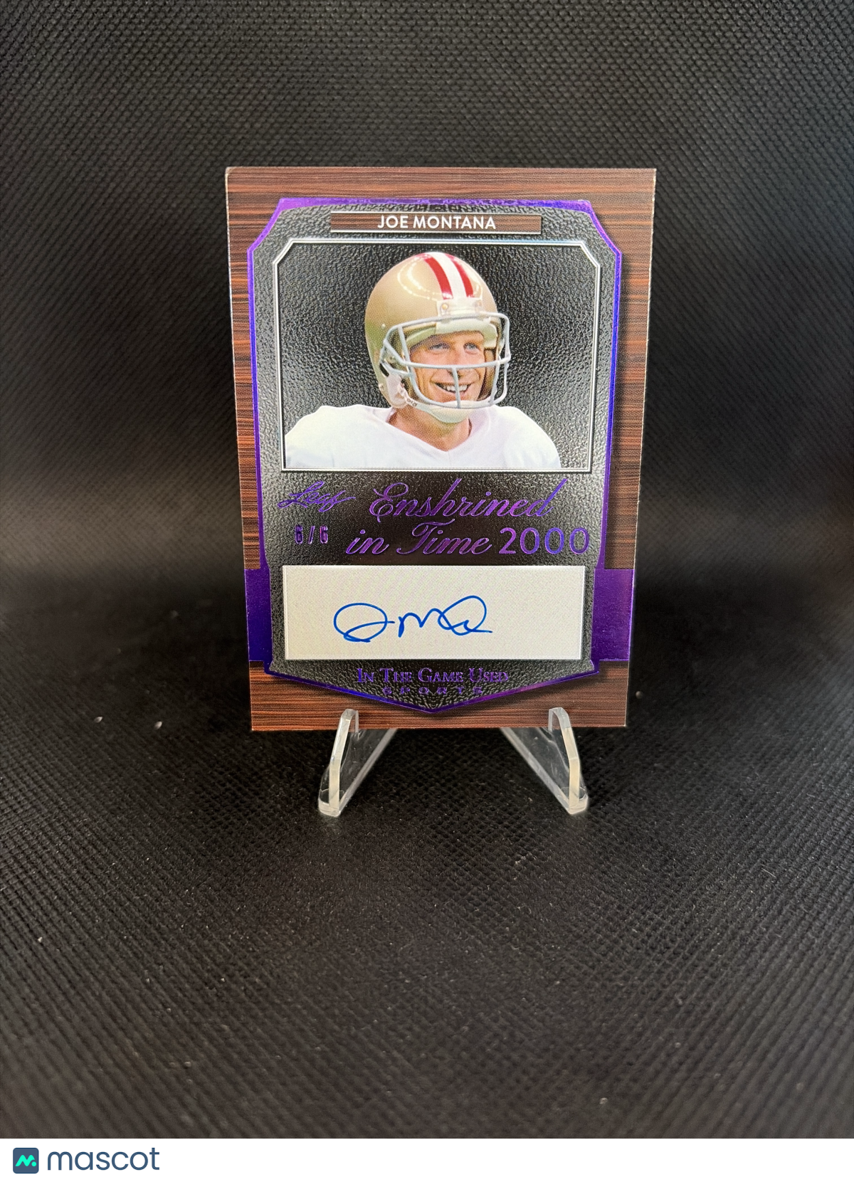 2024 Leaf In The Game Used Enshrined Joe Montana & Ronnie Lott Purple Auto /6