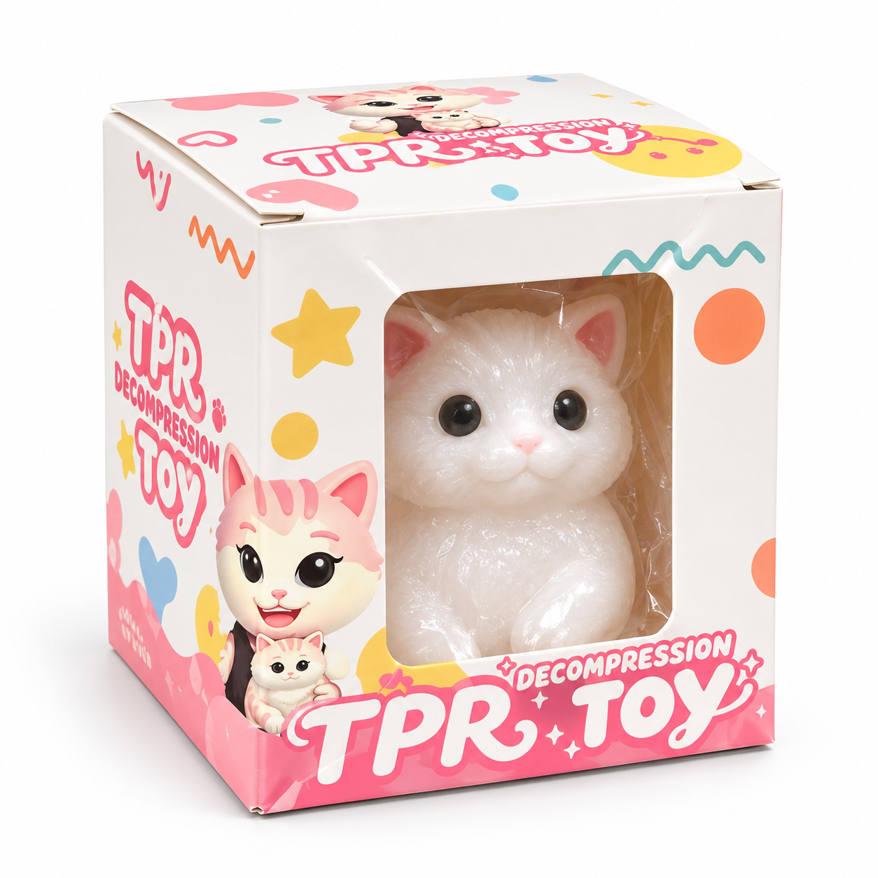 Cute White Cat TPR Decompression Squishy Toy