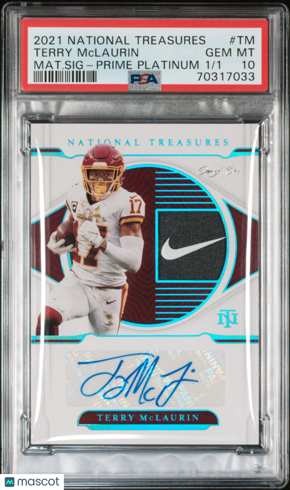 2021 Panini National Treasures Terry Mclaurin NIKE SWOOSH 1/1 PSA 10 !!!