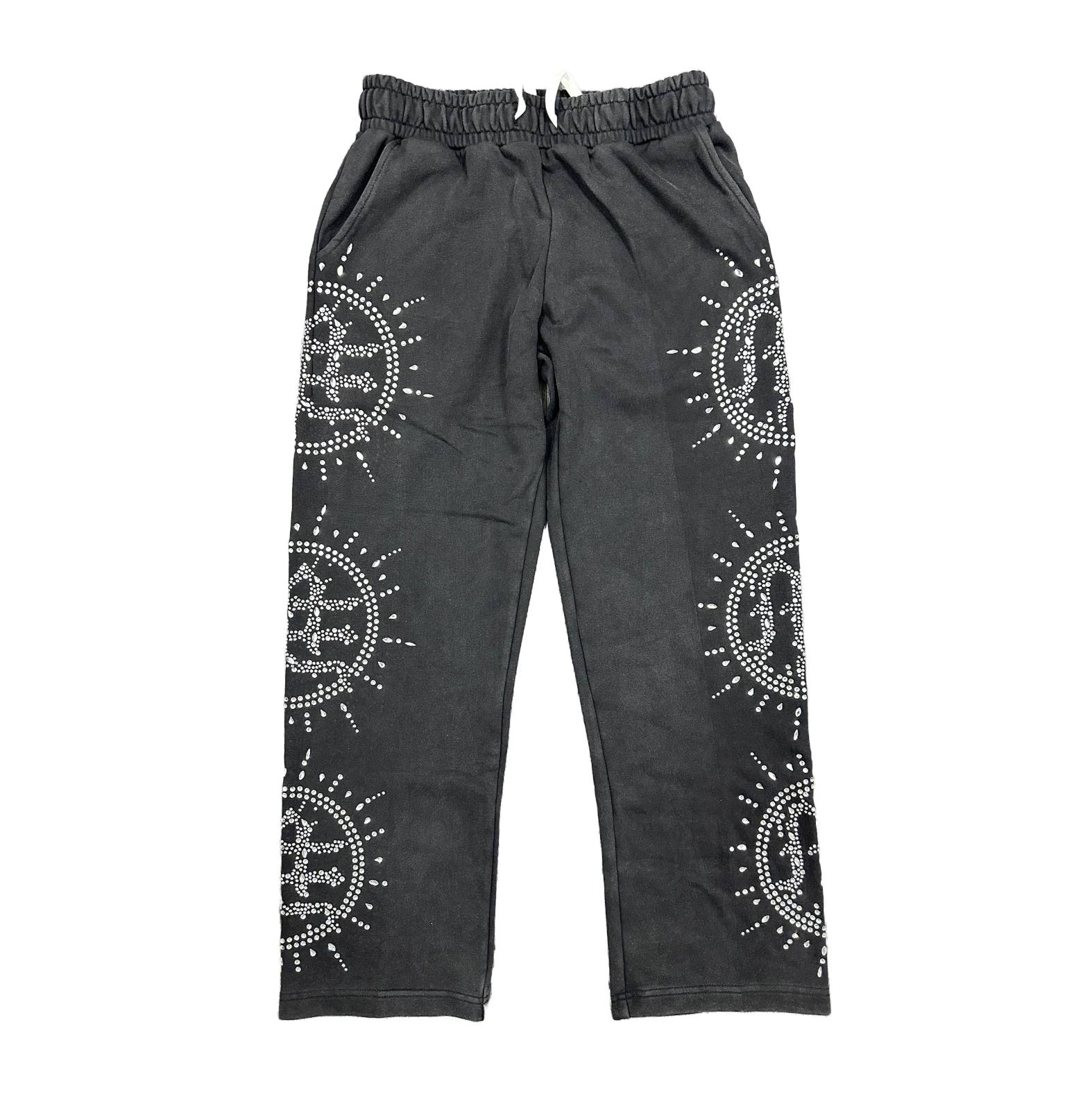 ECLIPSE GRAY ACID WASH RHINESTONE SWEATS