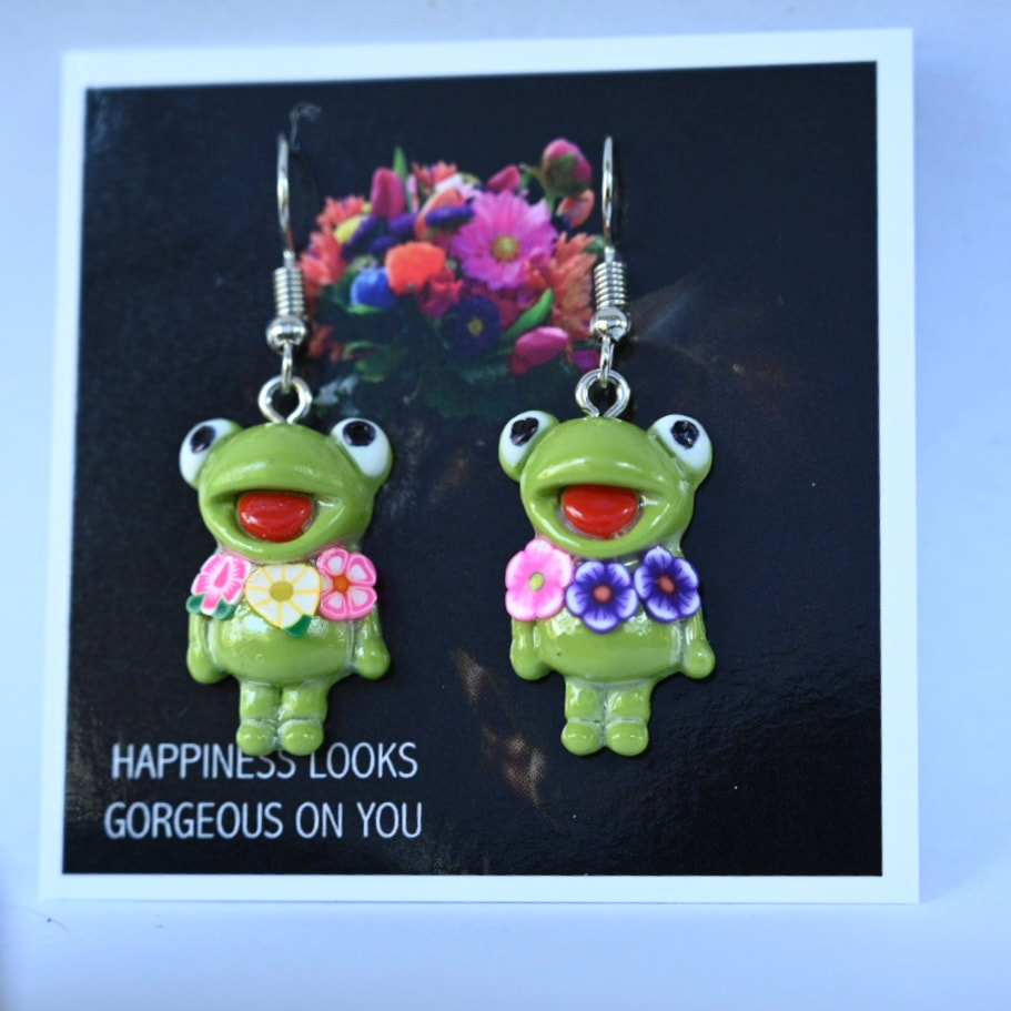 Frog Flower Earrings