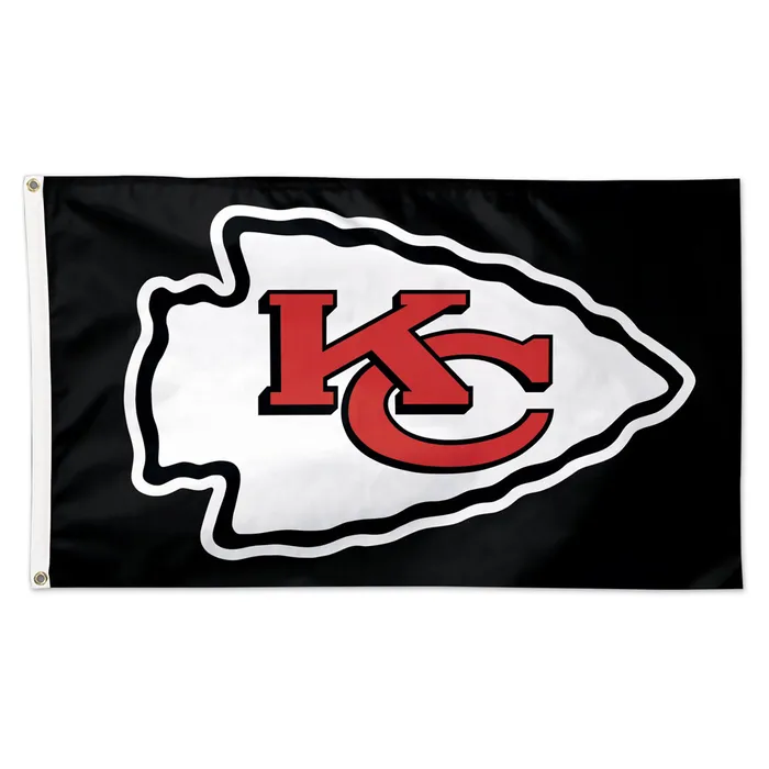 Kansas City Chiefs Deluxe Black Primary Logo Flag 3x5'