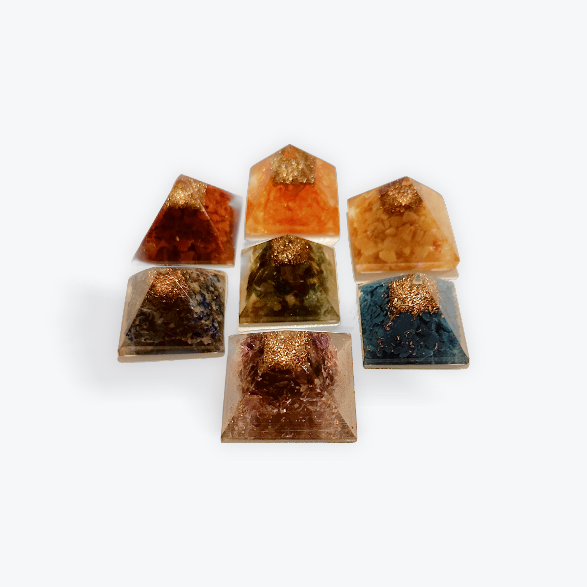 chakra mini gemstone  pyramids