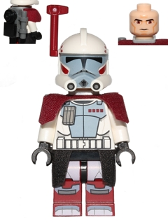 sw0377 Clone ARC Trooper Hammer, Rancor Battalion (Phase 2) - Dark Red Cloth Pauldron, Black Cloth Kama, Large Eyes