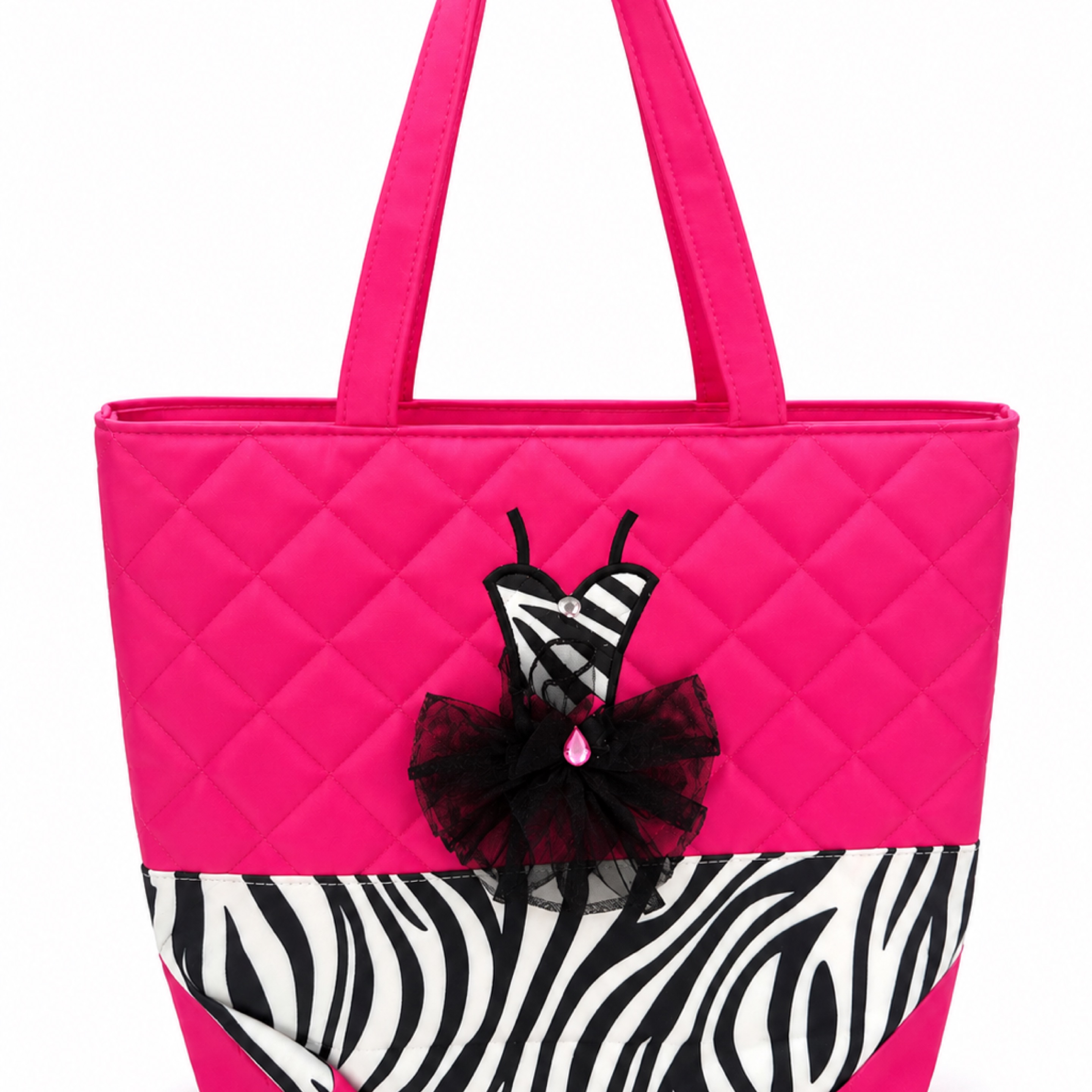 Hot Pink Zebra Quilted Tote Bag