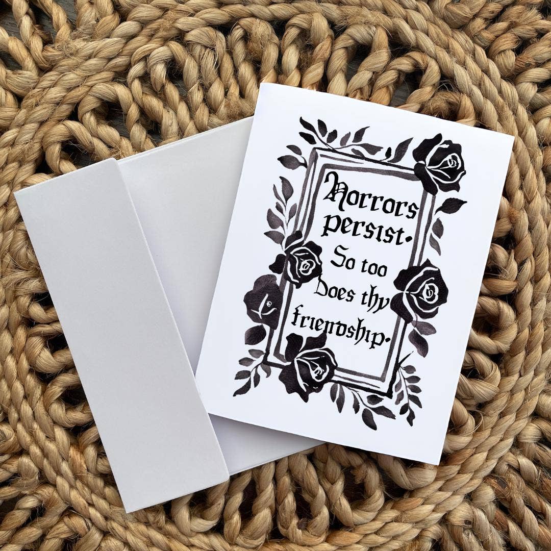 Gothic Black Rose Friendship Thank You Card: White