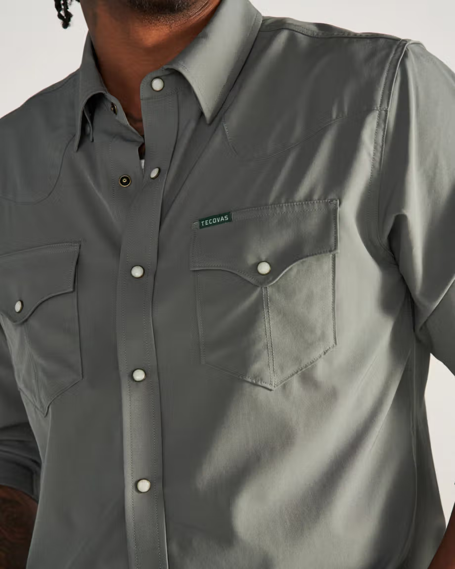 Tecovas Men's Performance Western Pearl Snap - Cactus