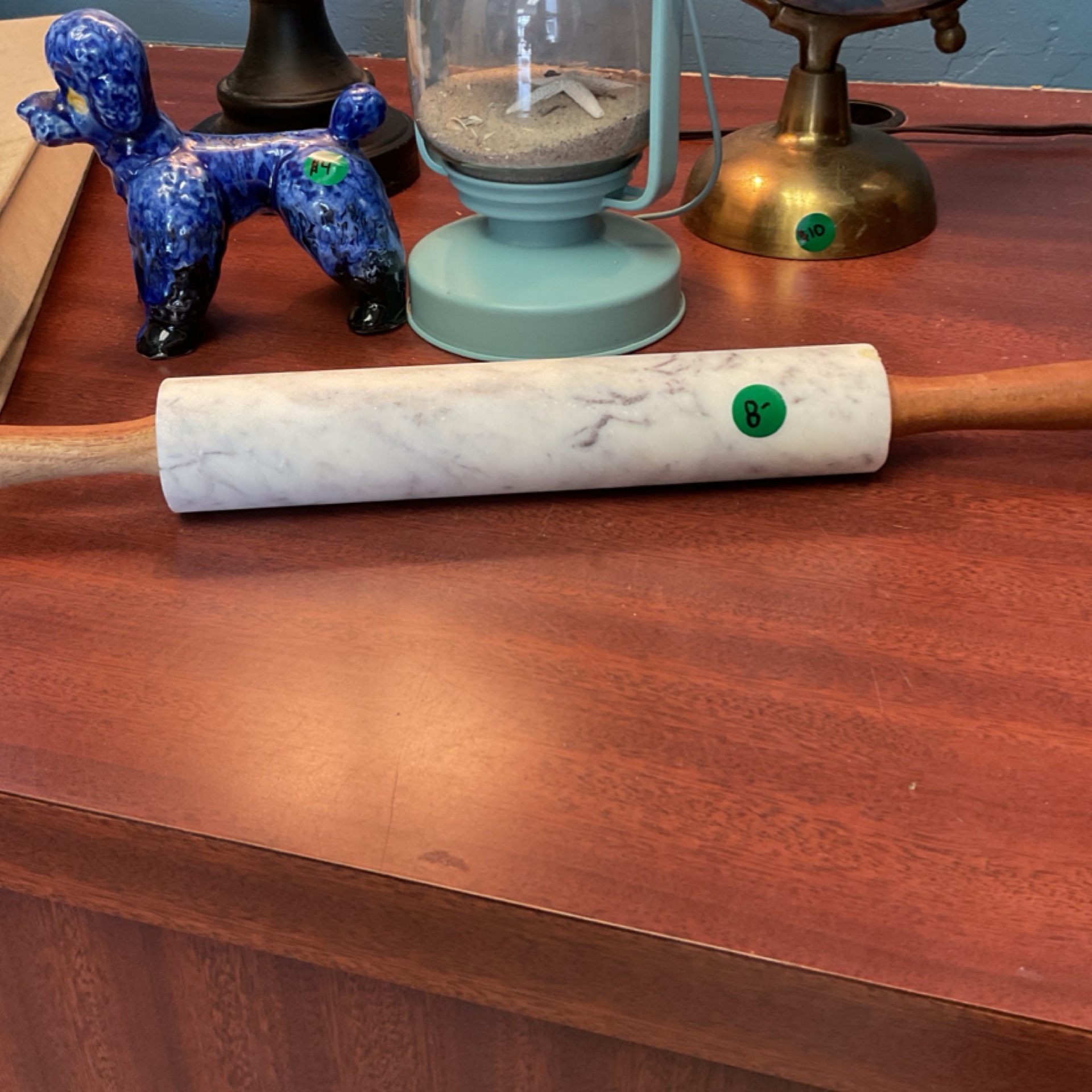 Decorative marble non rolling pin