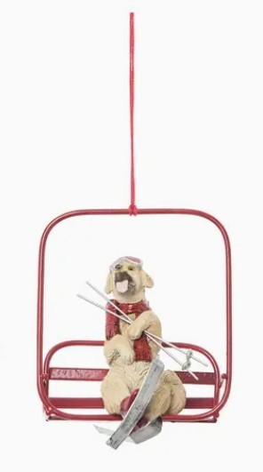Ski Dog on Chairlift Ornament