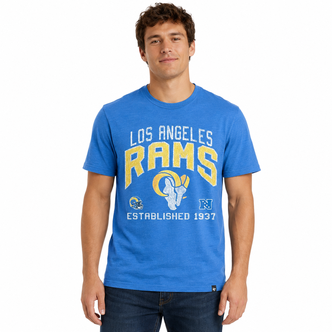 Los Angeles Rams Jetty Blue Turned Up '47 Brand Franklin Shirt