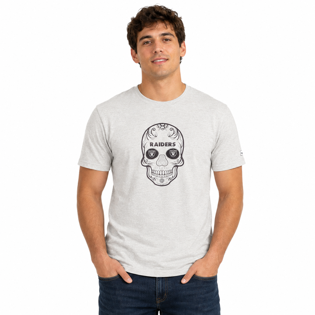 Las Vegas Raiders Grey Starter Sugar Skull Shirt
