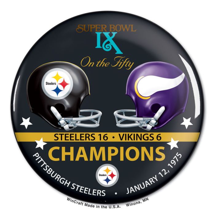 Pittsburgh Steelers Super Bowl IX Champions Button