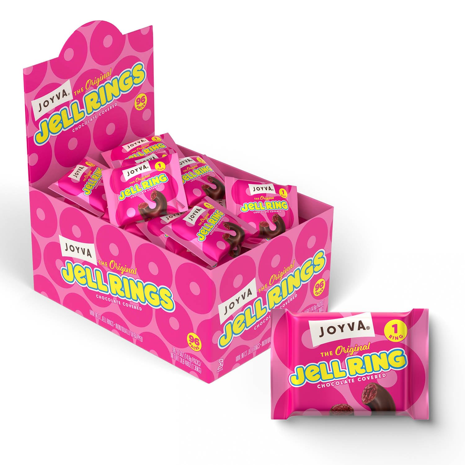 Joyva Chocolate Jell Rings Singles Wrapped 96 ct