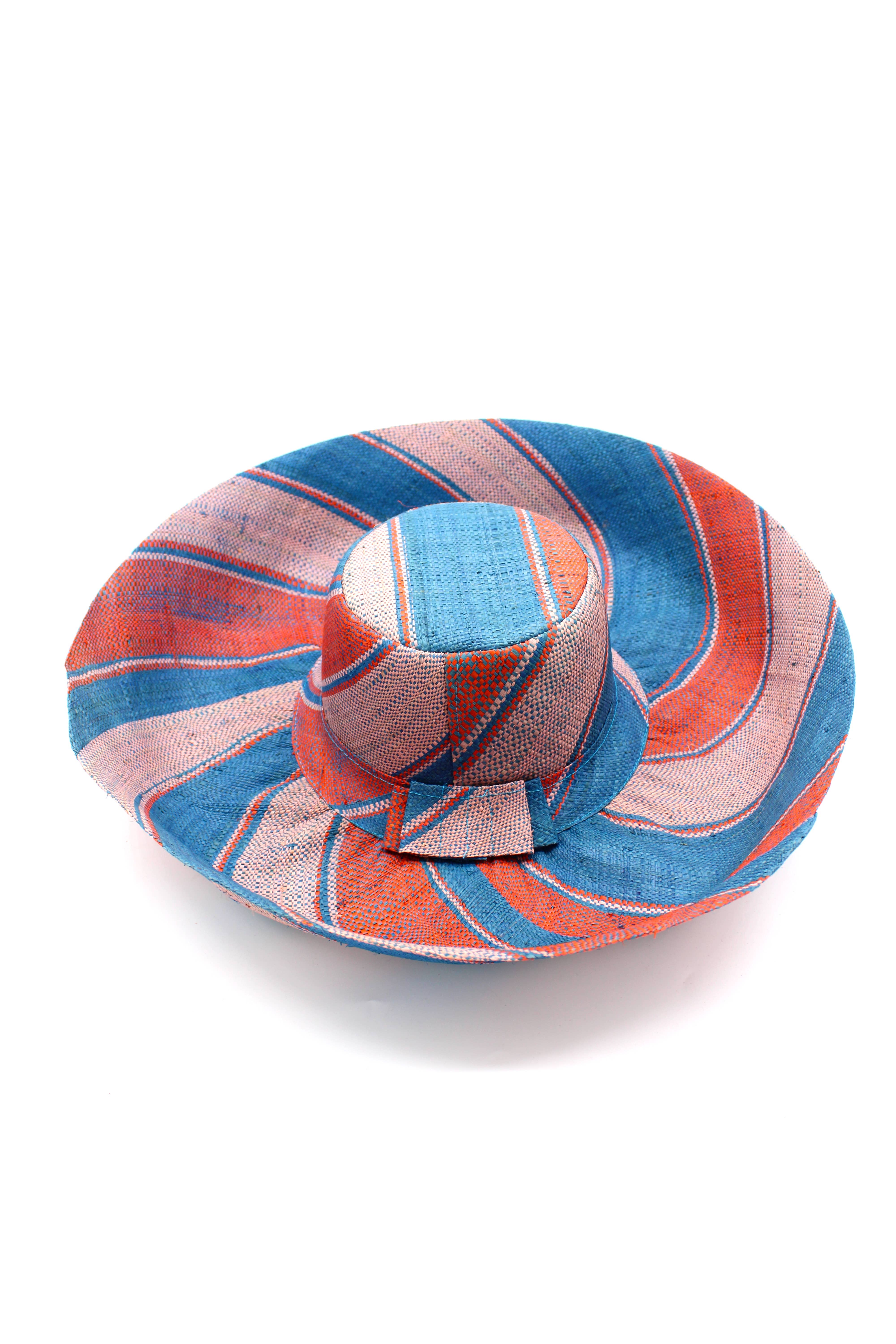 5" & 7" Wide Brim Multicolor Stripe Packable Straw Sun Hats