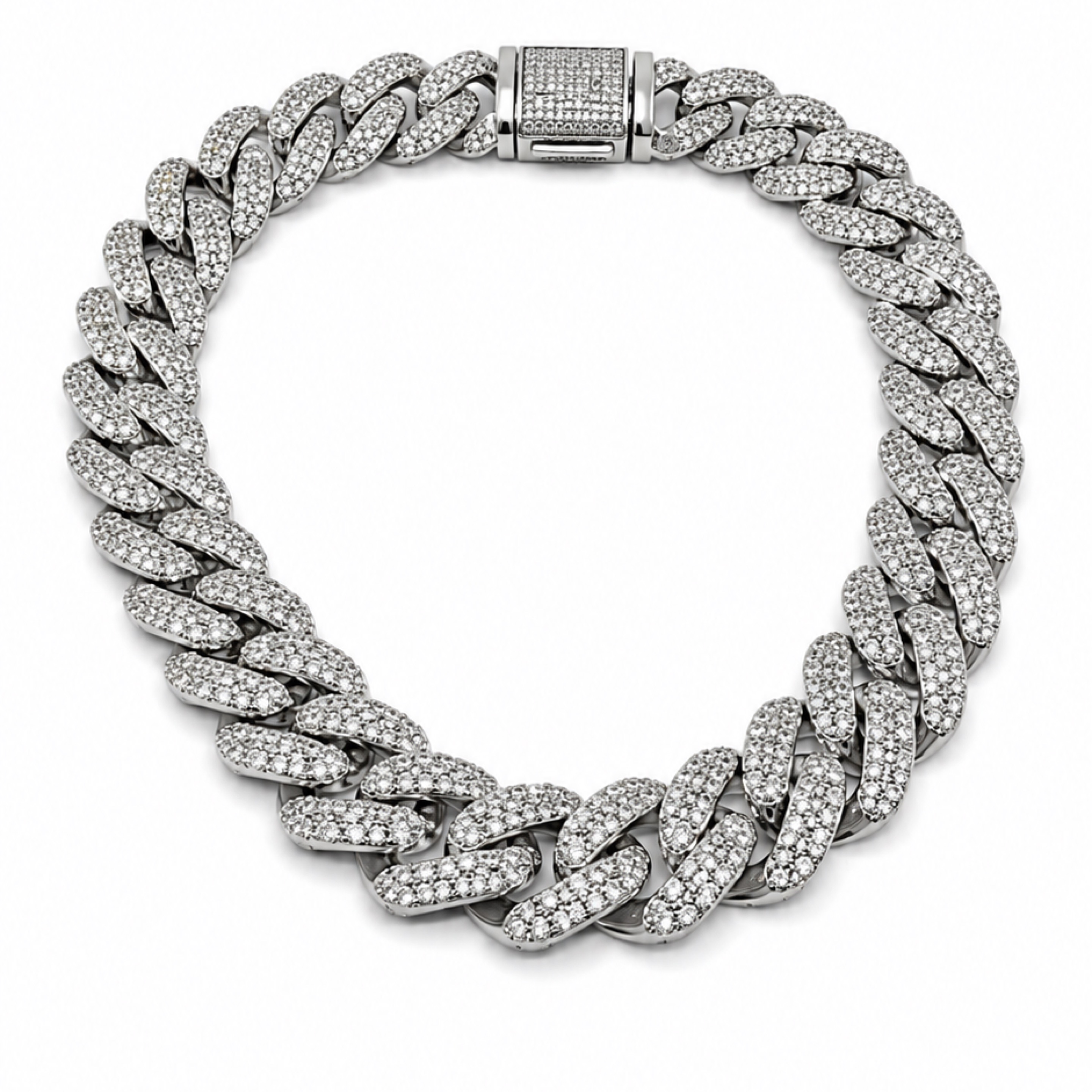 10” Iced Out Cuban Bracelet WGold / 12mm
