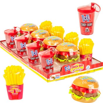 Icee Snack Bar Candy Burger Fries Drink 3pc Tray Set