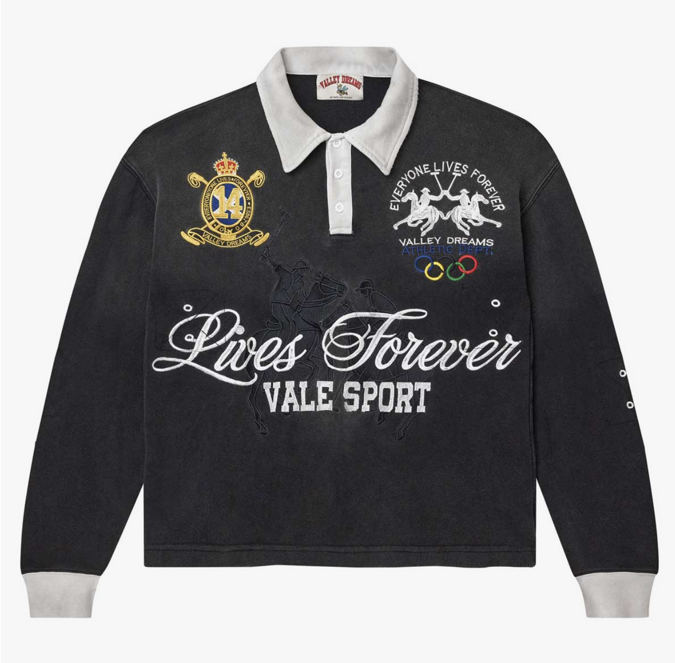 VALE VALLEY Blackrock L/S Rugby Black