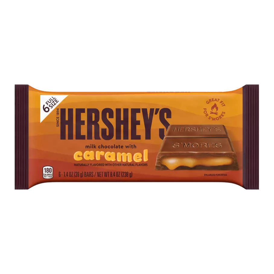 HERSHEY'S Milk Chocolate with Caramel Candy Bars 1.4 oz 6 Pack