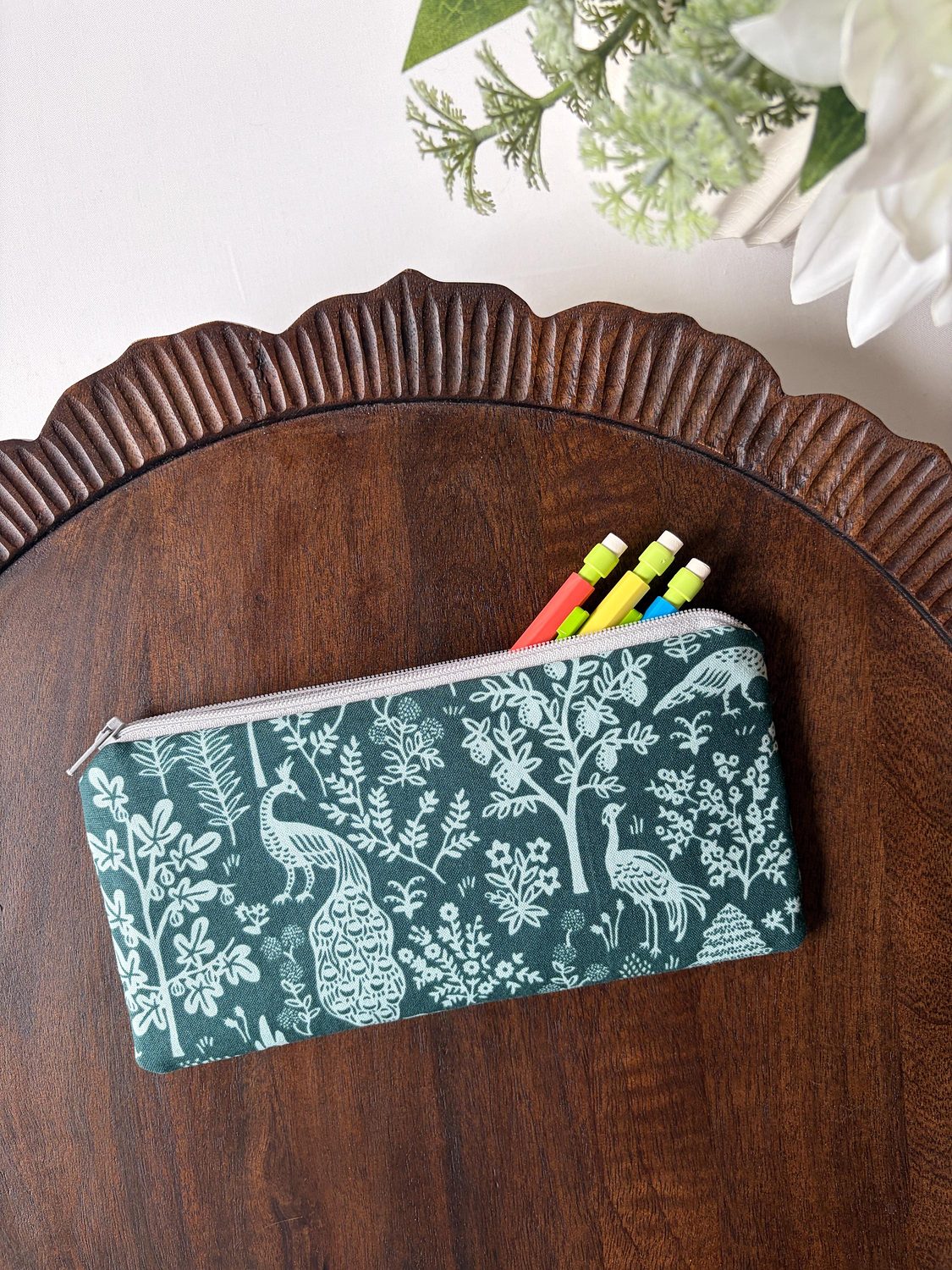 Pencil Pouch – Menagerie Silhouette Emerald, photo 2 of 6
