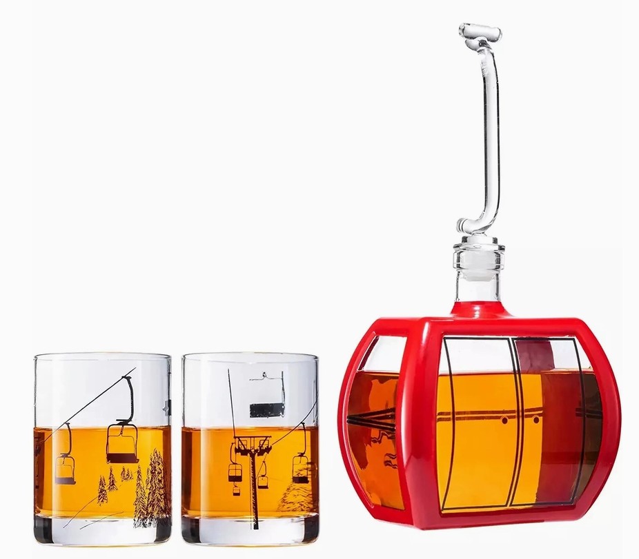 Gondola Wine & Whiskey Decanter with 2 Glasses - 34 oz Decanter & Two 10 oz Glasses