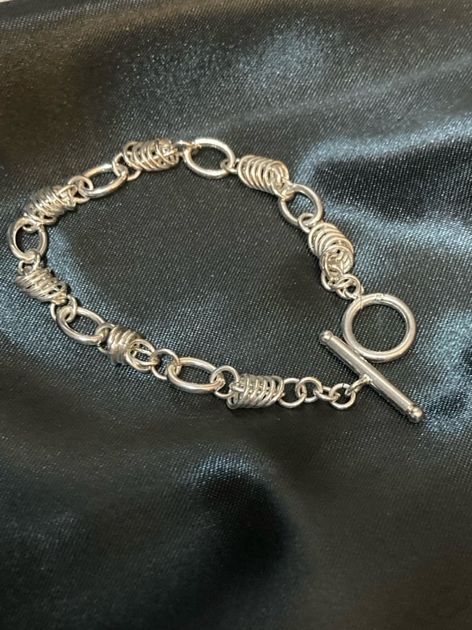 925 Stamped 8” Toggle clasp bracelet