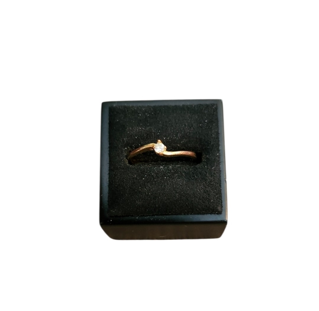 Size 6 Gold Toned Cubic Zirconia Ring