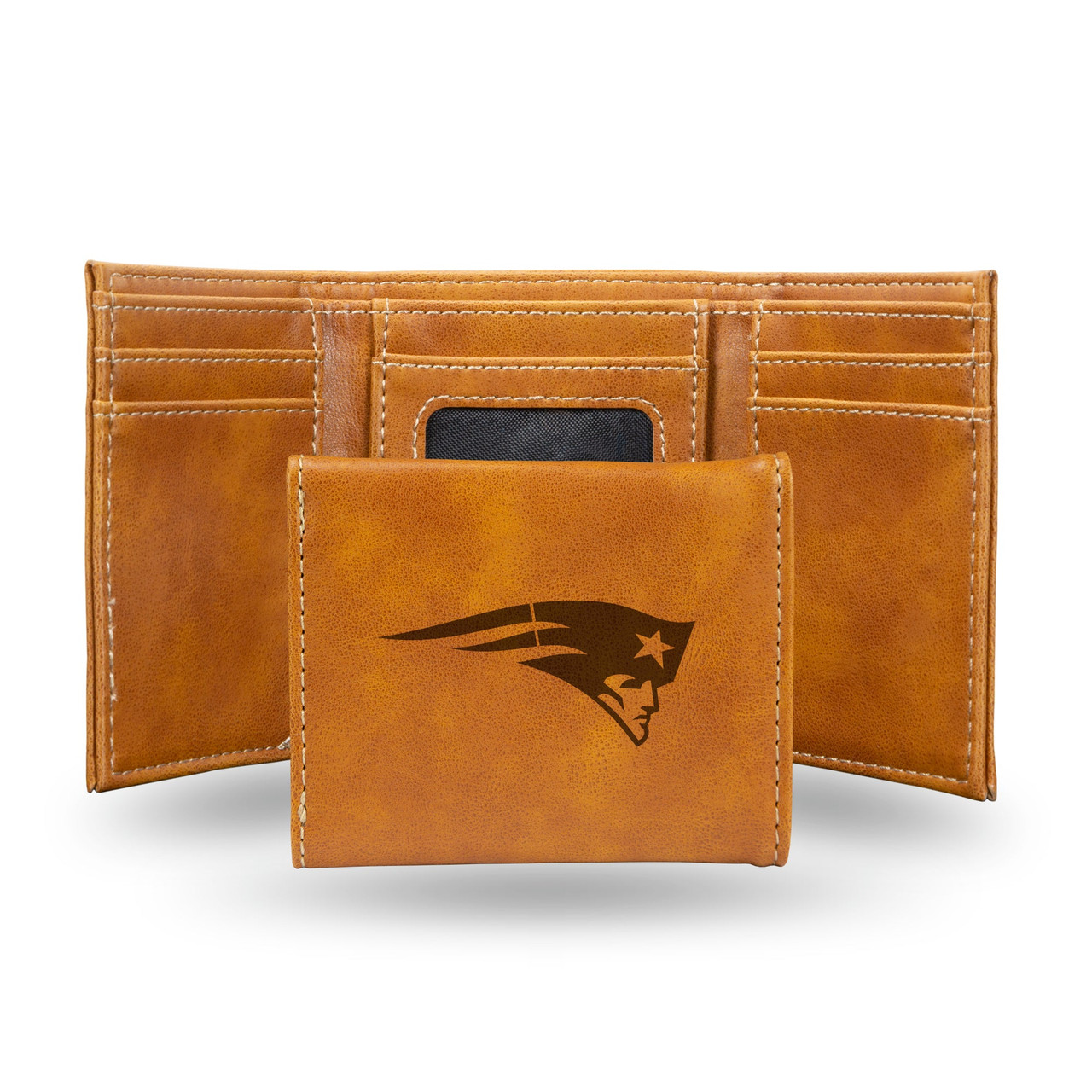 New England Patriots Laser Engraved Trifold Leather Wallet