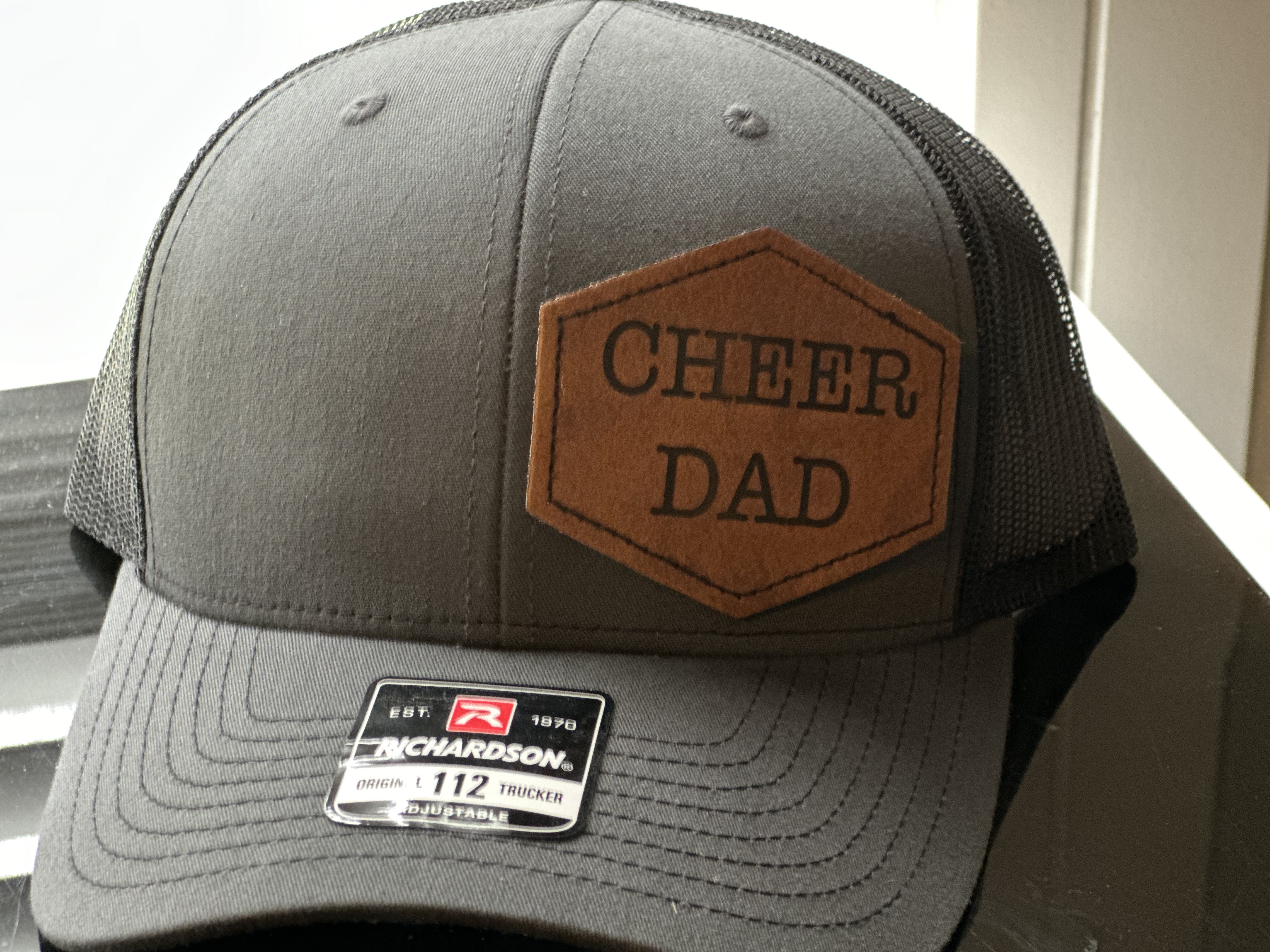 PU Leather Patch Hat, (Cheer Dad)