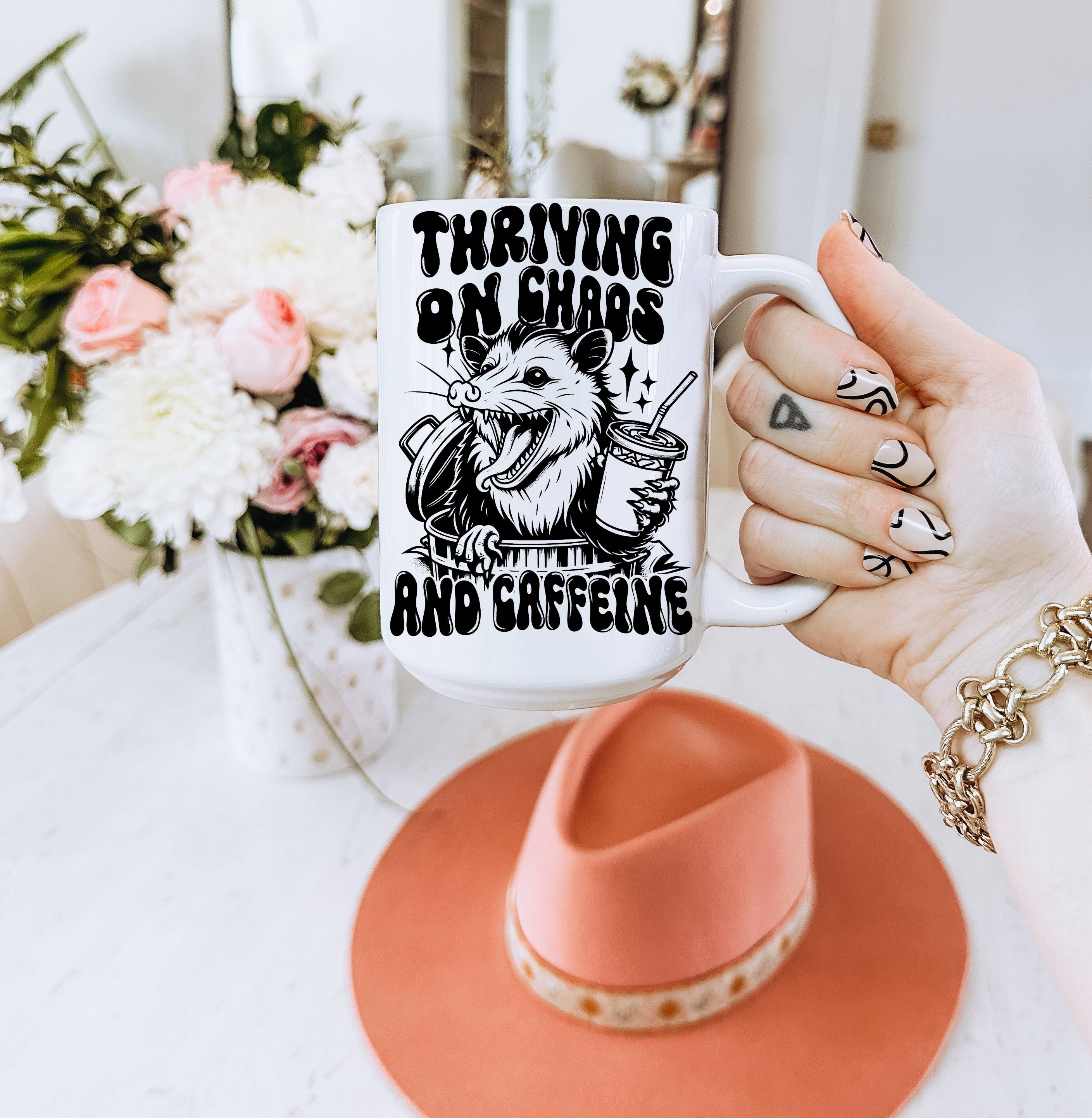Ace the Pitmatian Co - Thriving on Chaos and Caffeine Coffee Mug: 15 oz