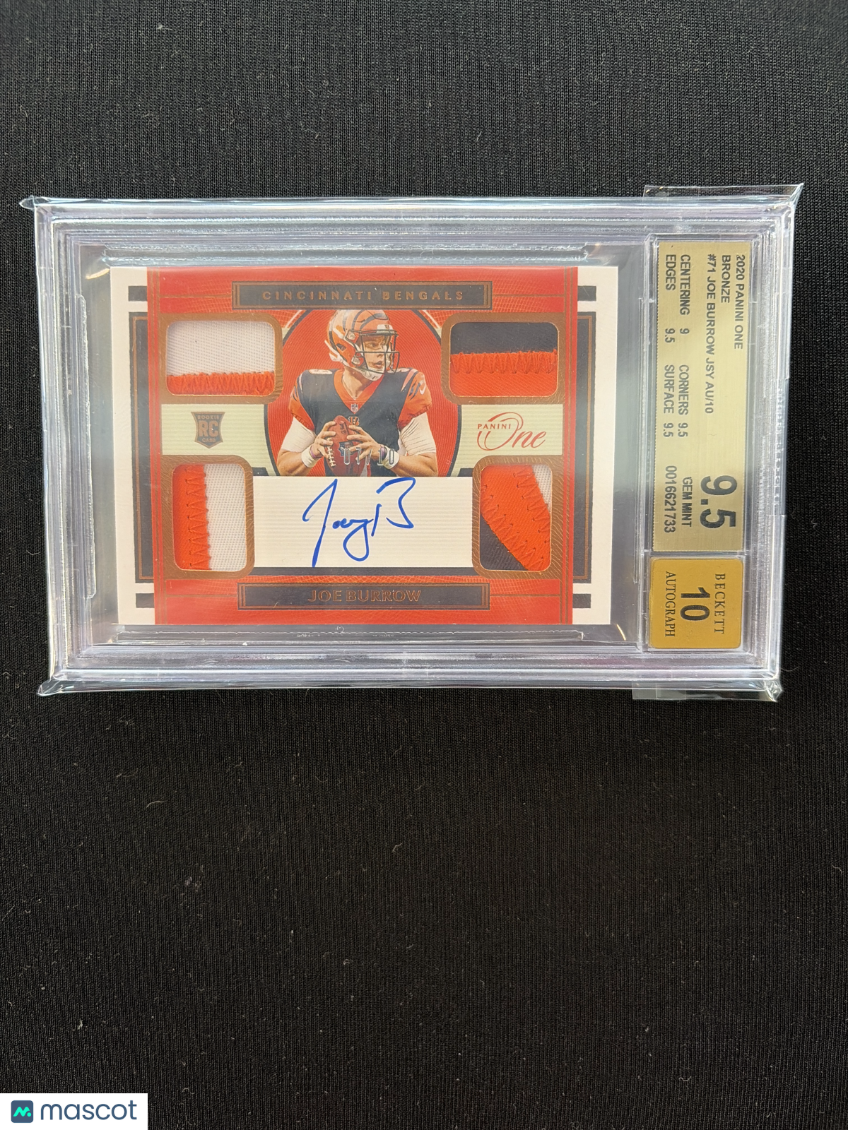 2020 Panini One Joe Burrow Bronze /10 RPA BGS 9.5 Auto 10