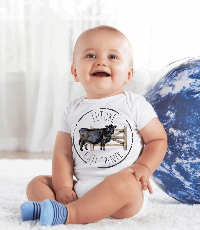 Farm Tractor Onesies: 0-3 Months, Gate Opener, Short Sleeves