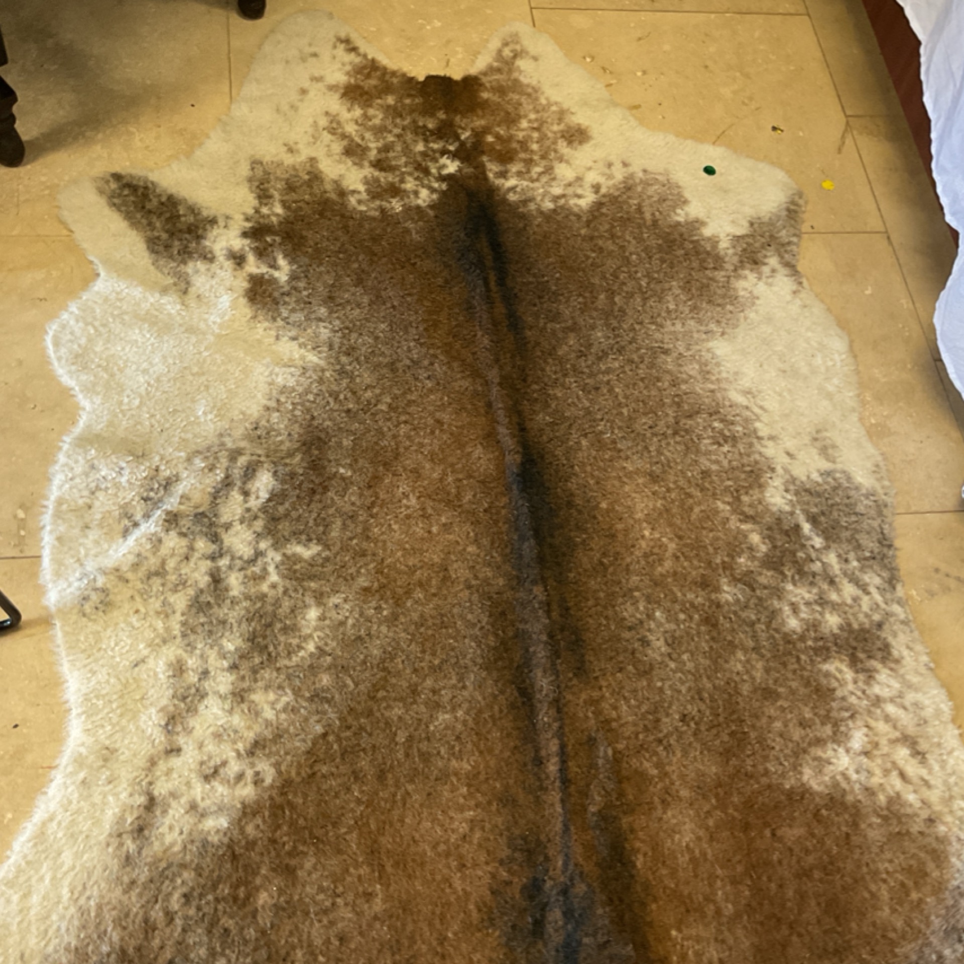 Faux Brown and White Cow Skin Rug