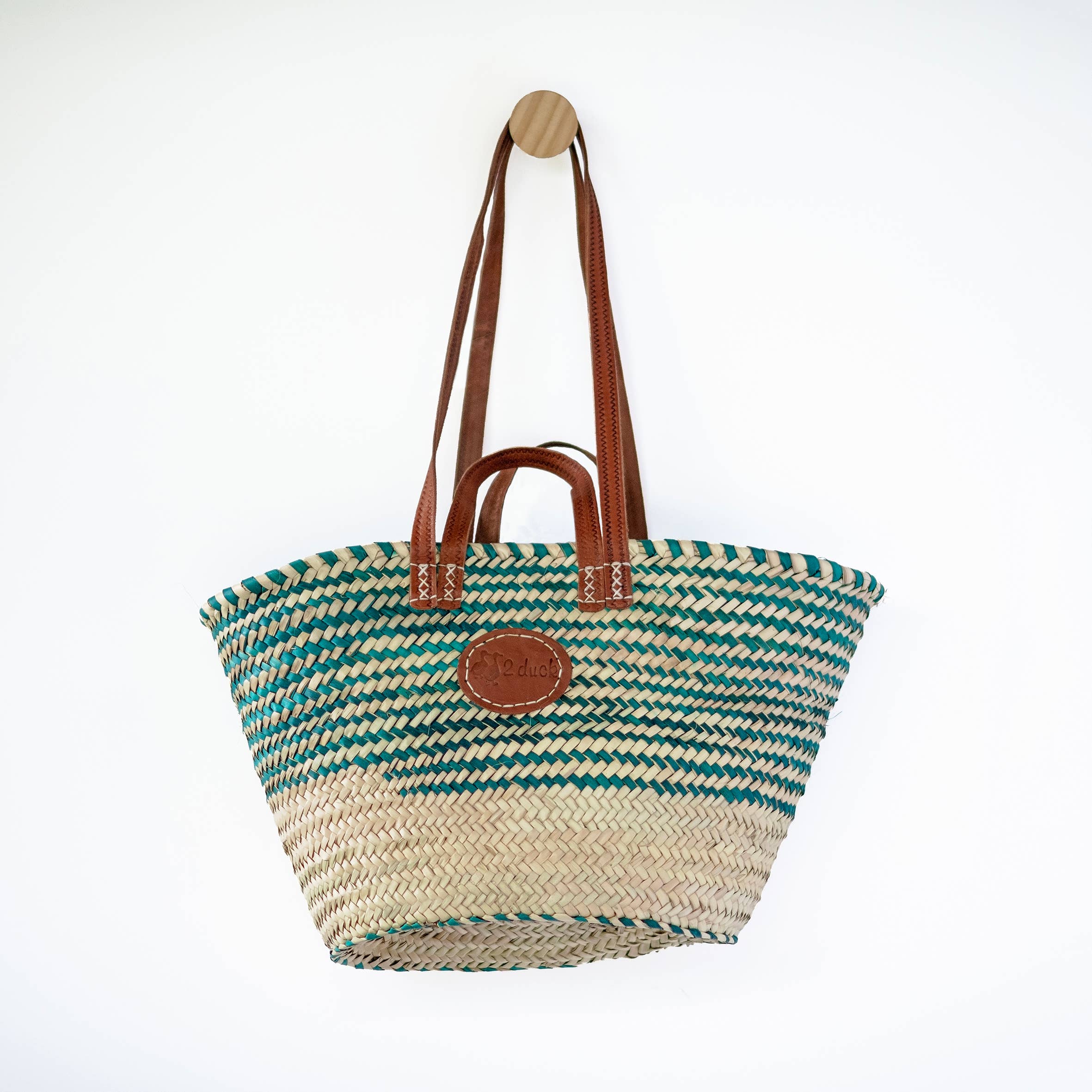Classic Market Basket With Green Weaving