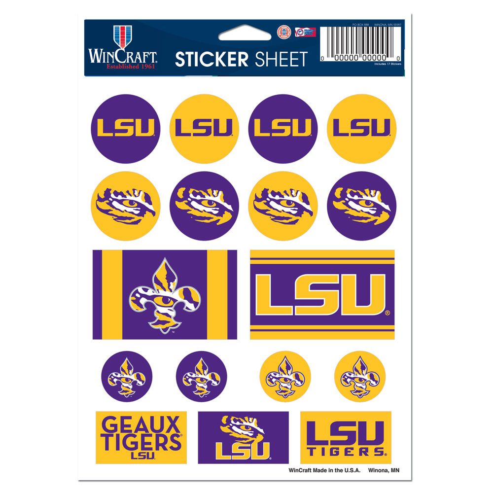 LSU Tigers Vinyl Decal Sheet 5x7"