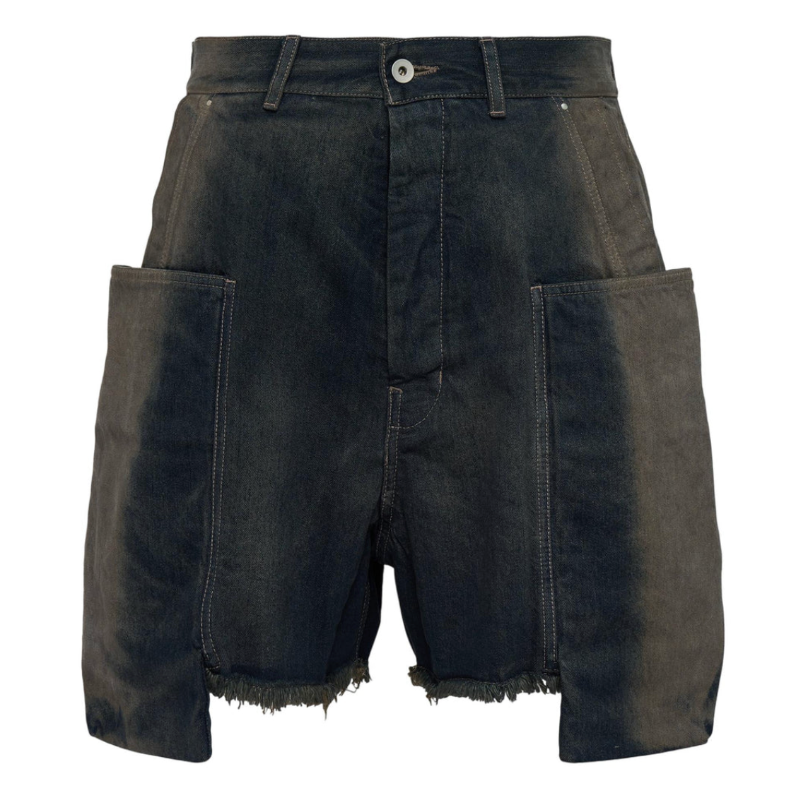 Rick Owens STEFAN CARGO SHORTS IN 14OZ DARKDUST DEGRADE SLUB DENIM 32