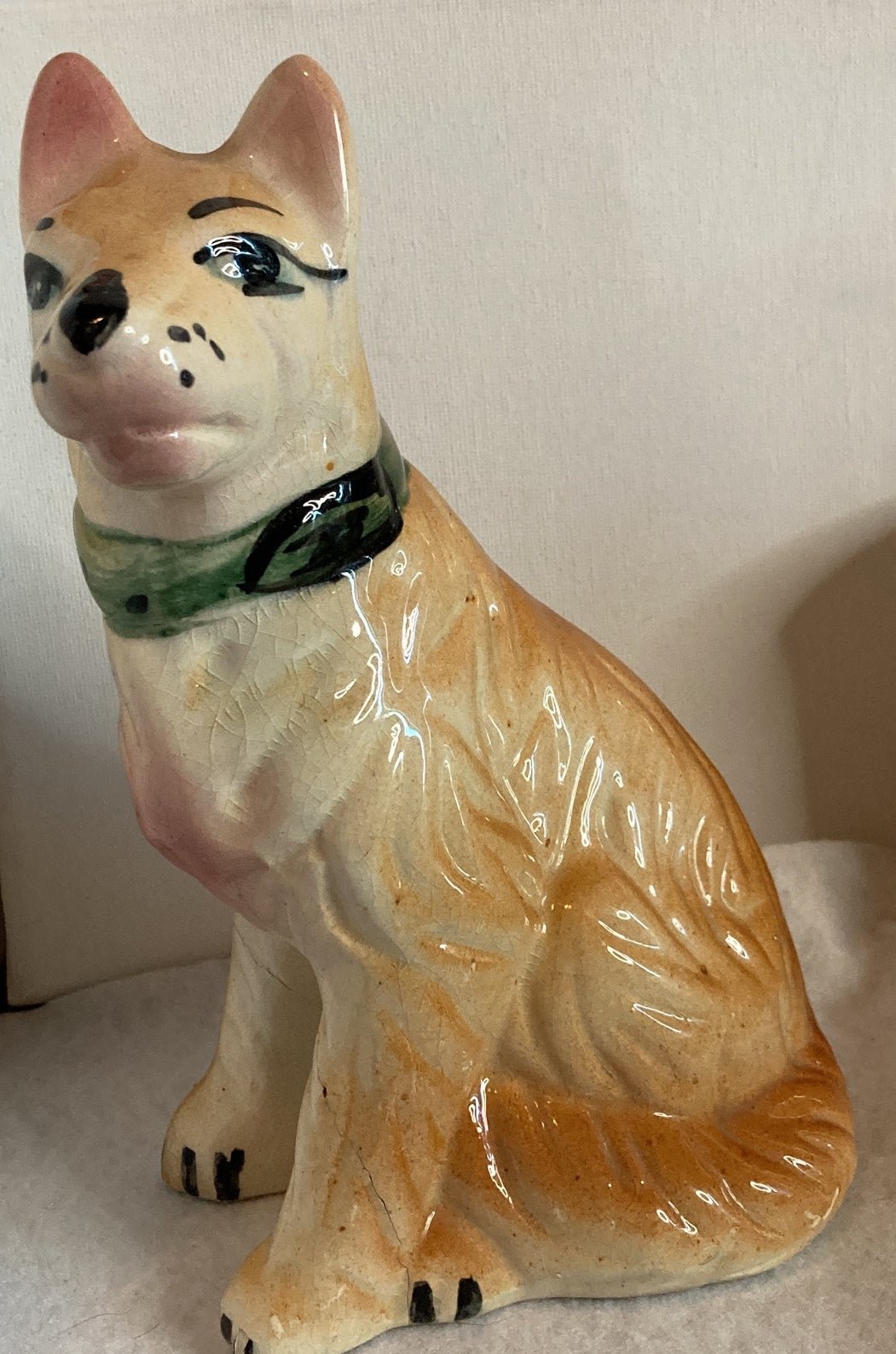 Vintage Painted Ceramic Collie Orange Hair Dog BANK
