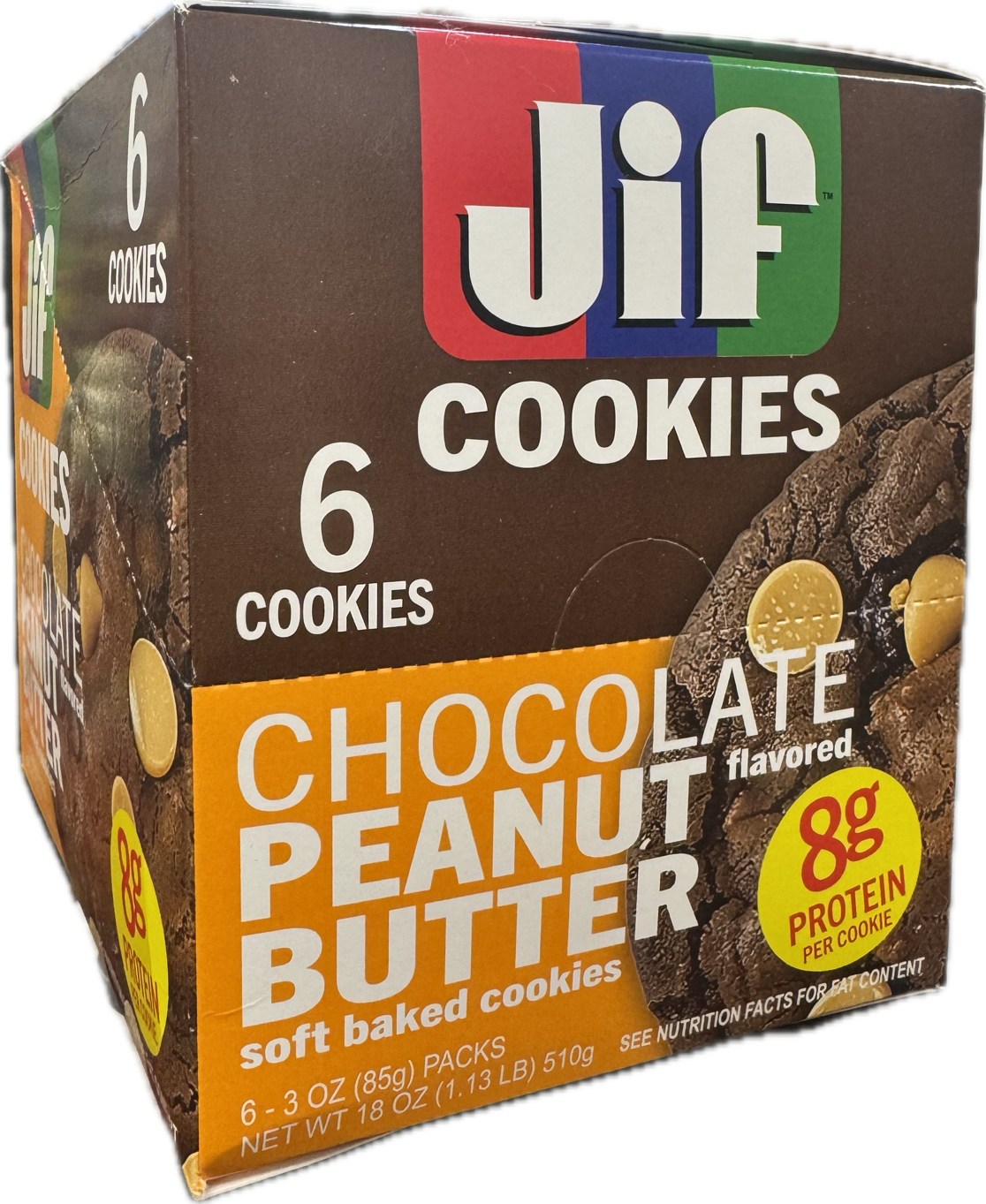 Jif Soft Baked PROTEIN Cookies Chocolate Peanut Butter 3oz 6ct